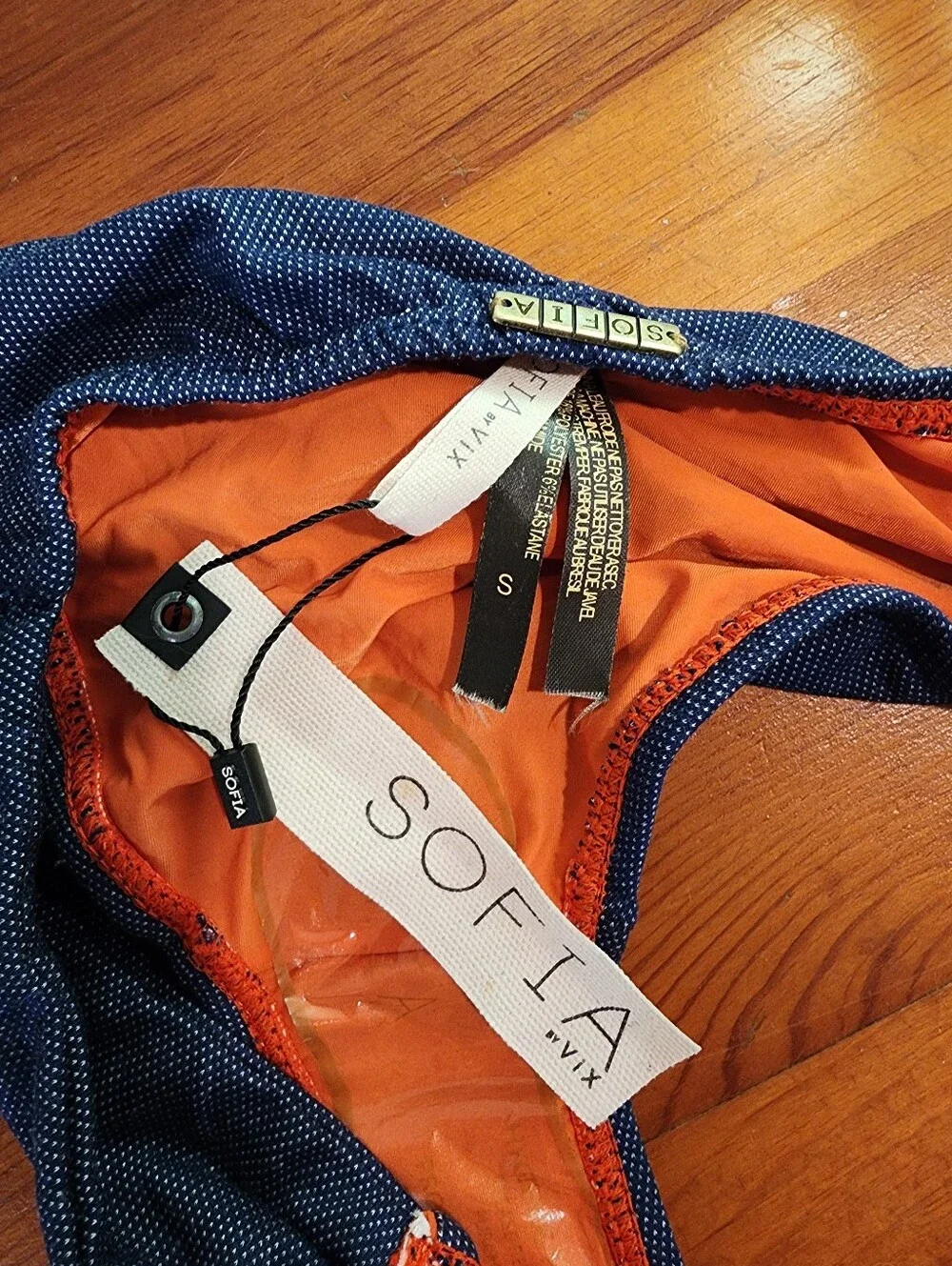 NEW! SOFIA Sz S Navy With Orange Lining Bikini Bottom